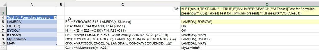 Demonstrate formula to Test Cell for multiple matches in Table